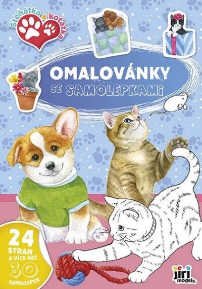 Štěňátka a koťátka Omalovánky se samolepkami