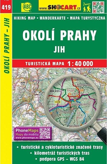 Okolí Prahy jih 1:40 000 turistická mapa