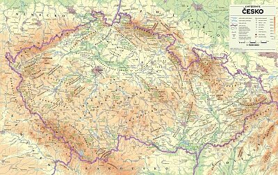 Mapa Česko reliéf a povrch 1:500T tubus
