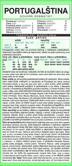 Portugalština souhrn gramatiky skládačka