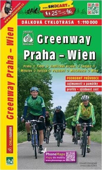 Greenway Praha - Wien dálková cyklotrasa 1:110 000
