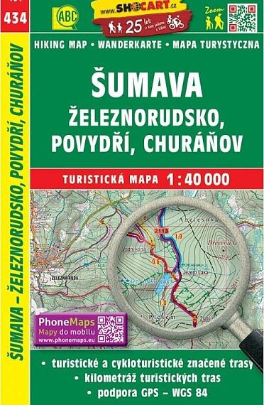 Šumava Železnorudsko, Povydří, Churáňov 1:40 000 turistická mapa